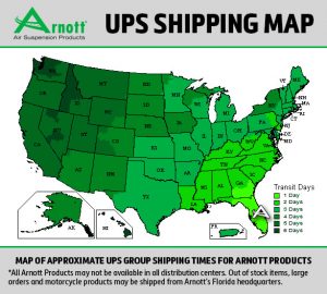 Arnott Industries UPS Shipping Estimate Map
